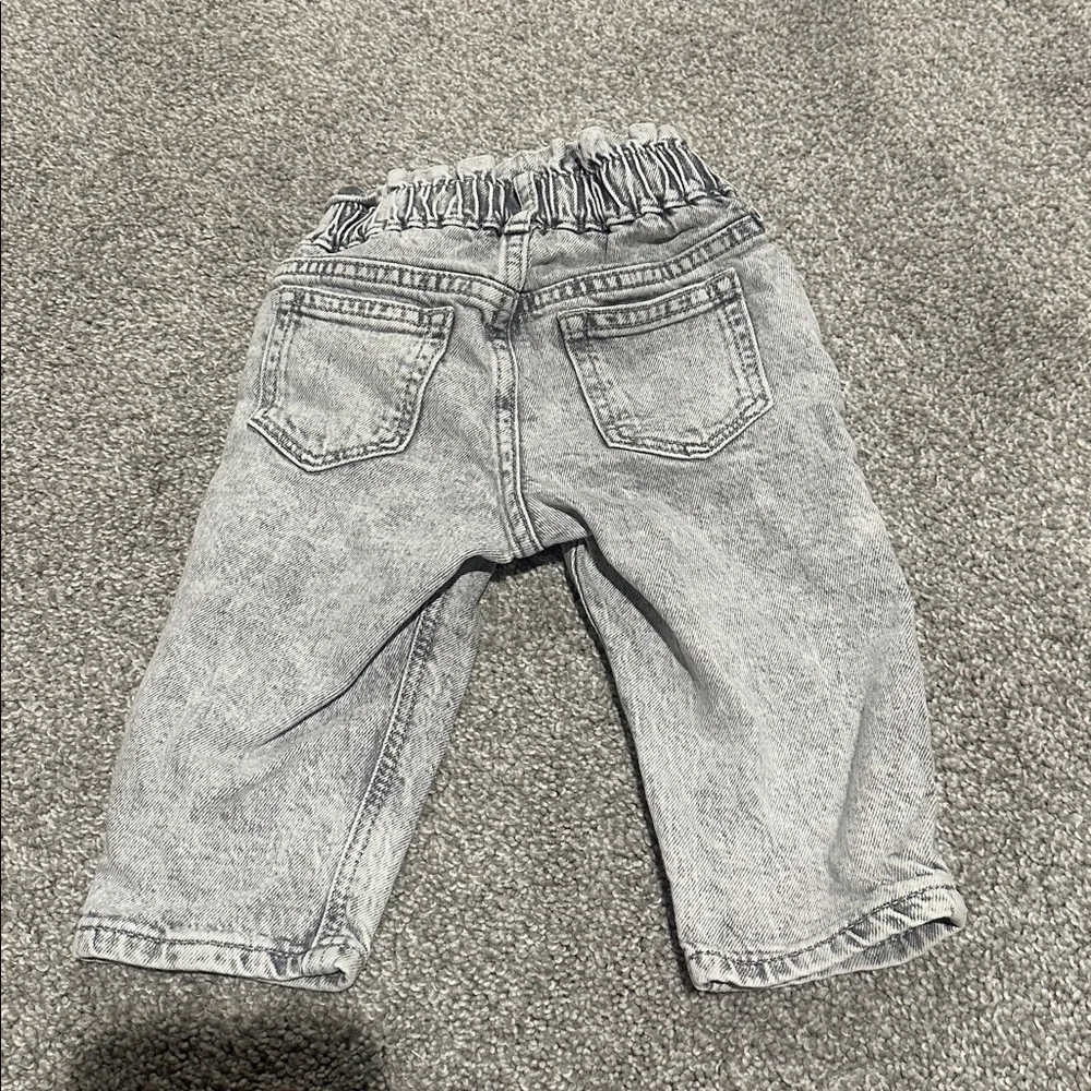 Baby gap gray acid wash‎ baby girl high waisted mom jeans 18-24 months